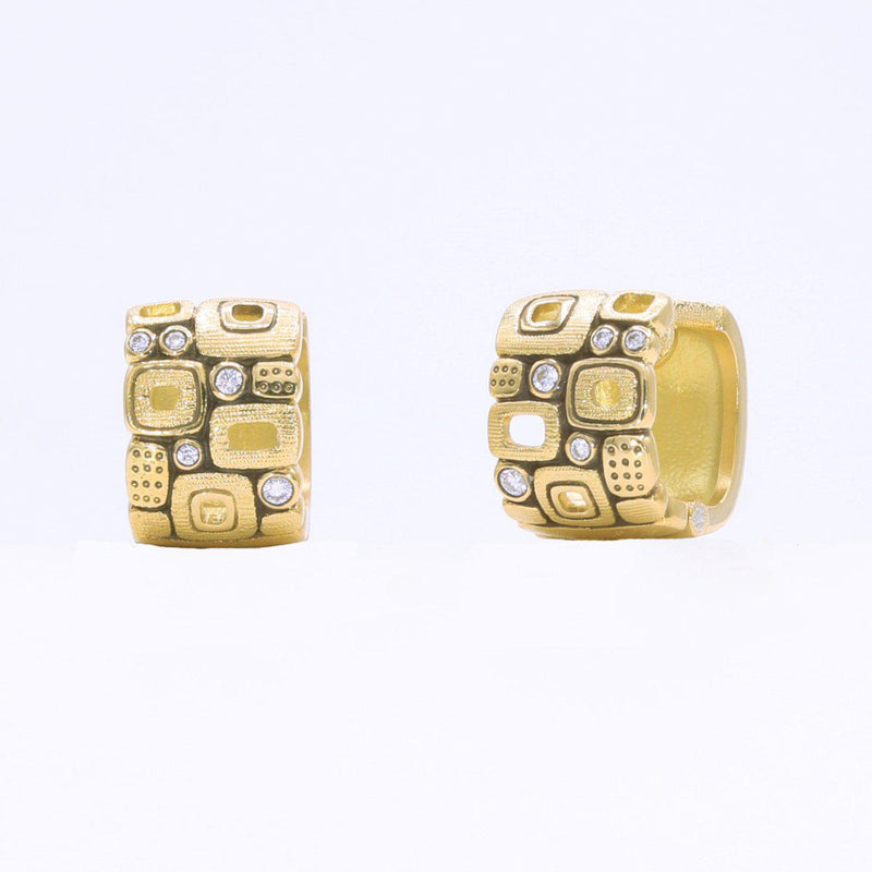 18K Little Windows Diamond Huggie Earrings - E-83-Alex Sepkus-Renee Taylor Gallery
