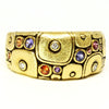 18K Blocks Purple/Orange Mix Sapphire & Diamond Ring - R-135S-Alex Sepkus-Renee Taylor Gallery