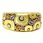 18K Blocks Purple/Orange Mix Sapphire & Diamond Ring - R-135S-Alex Sepkus-Renee Taylor Gallery