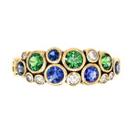 18K Blue Green Mix Sapphire Tsavorite & Diamond Ring - R-113-Alex Sepkus-Renee Taylor Gallery