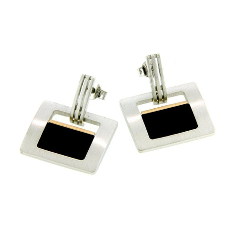 【HYERES LOR】25SS★ Subni Silver (W) Luciel Onyx Earrings Sterling Silver Onyx Earrings - 12/08681 - Breuning