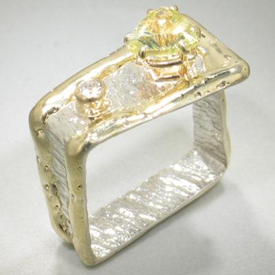14K Gold & Crystalline Silver Diamond & Margarita Quartz Ring - 17646-Shelli Kahl-Renee Taylor Gallery