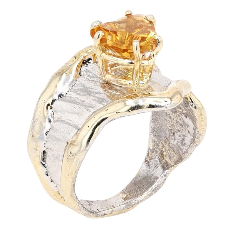 14K Gold & Crystalline Silver Citrine Ring - 18021-Shelli Kahl-Renee Taylor Gallery