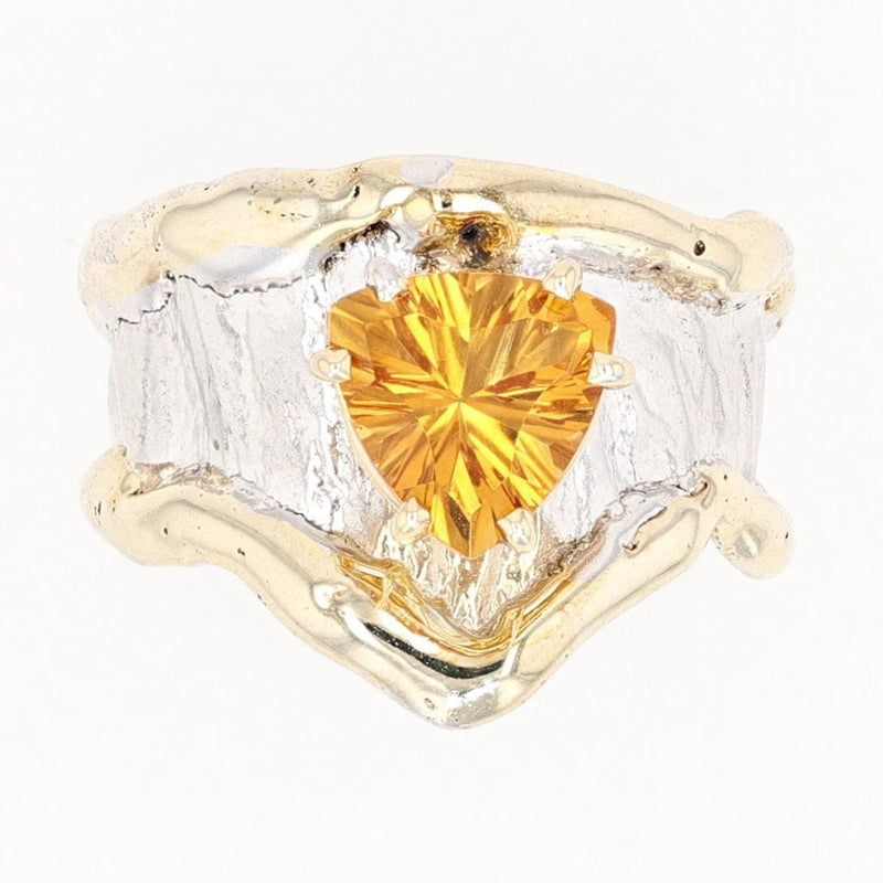 14K Gold & Crystalline Silver Citrine Ring - 18021-Shelli Kahl-Renee Taylor Gallery