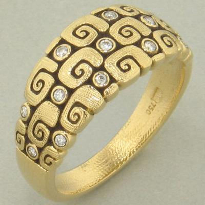 18K "Garden J" Dome Diamond Band - R-126-Alex Sepkus-Renee Taylor Gallery