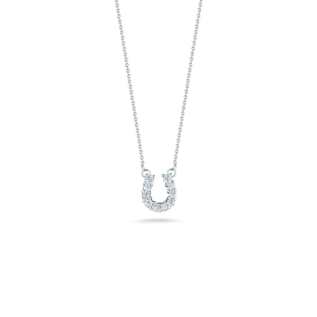 18k White Gold & Diamond Horseshoe Necklace - 001628AWCHX0-Roberto Coin-Renee Taylor Gallery