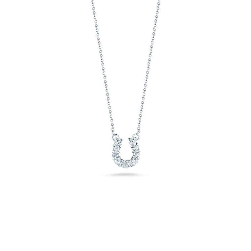 18k White Gold & Diamond Horseshoe Necklace - 001628AWCHX0-Roberto Coin-Renee Taylor Gallery