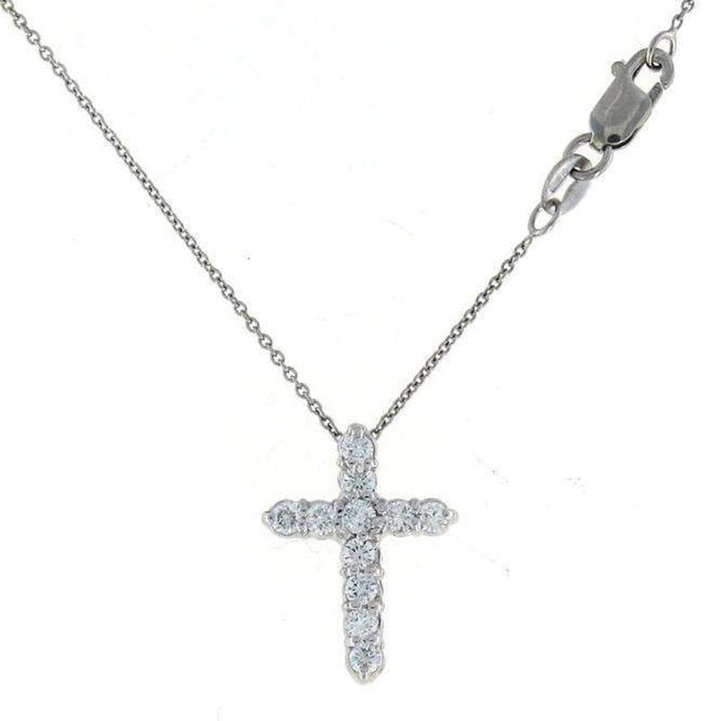 18k White Gold & Diamond Cross Necklace - 001858AWCHX0-Roberto Coin-Renee Taylor Gallery