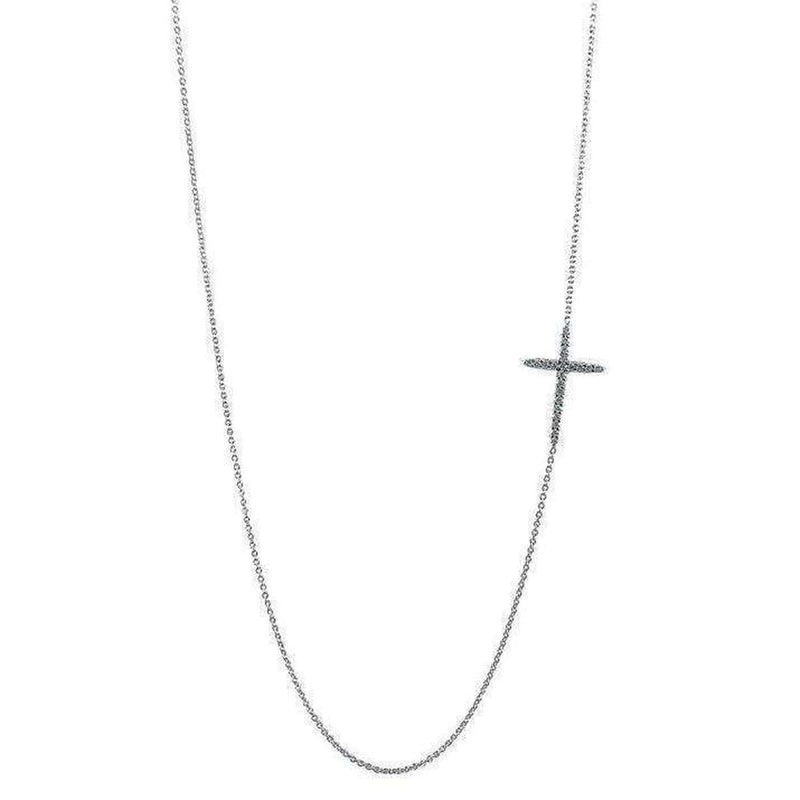 18k White Gold & Diamond Cross Necklace - 001618AWCHX2-Roberto Coin-Renee Taylor Gallery