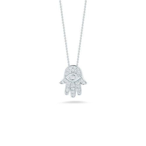 18k White Gold & Diamond Hamsa Necklace - 000322AWCHX0-Roberto Coin-Renee Taylor Gallery