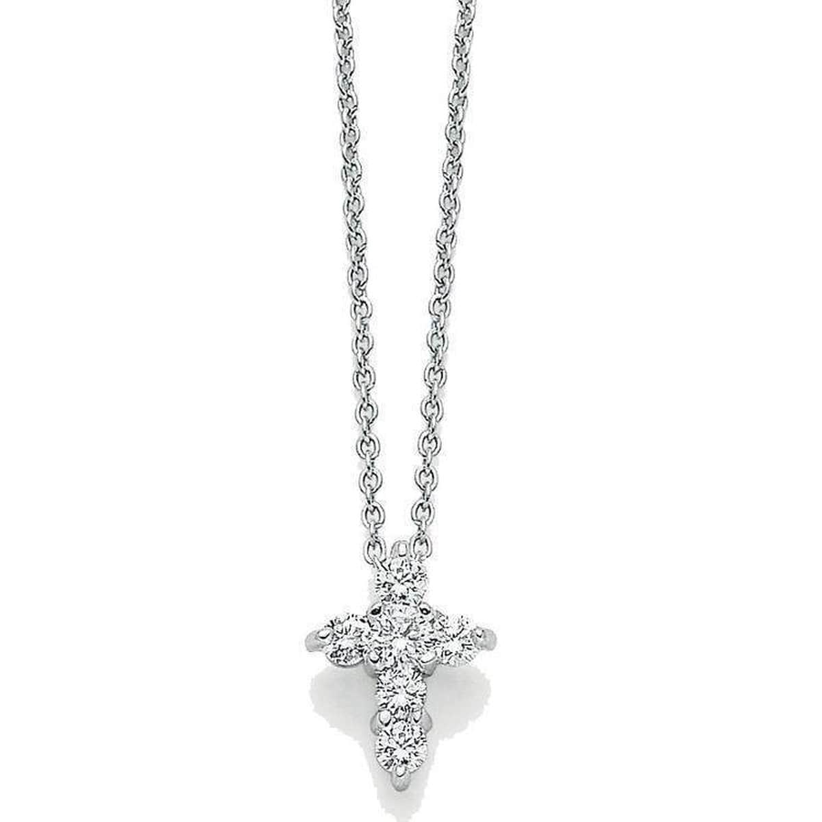 18k White Gold & Diamond Cross Necklace - 001857AWCHX1 - Roberto Coin