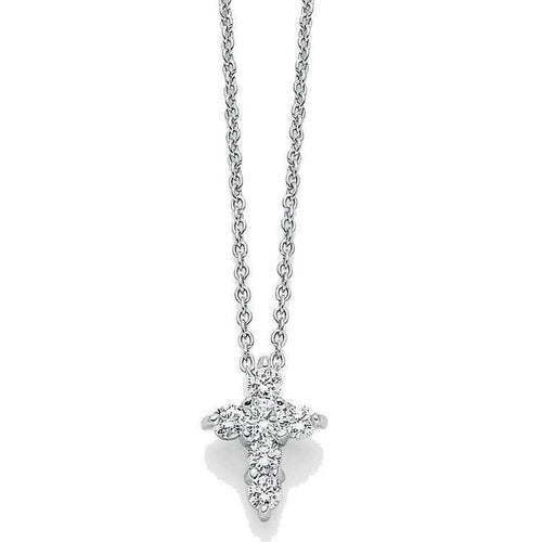 18k White Gold & Diamond Cross Necklace - 001154AWCHX0-Roberto Coin-Renee Taylor Gallery