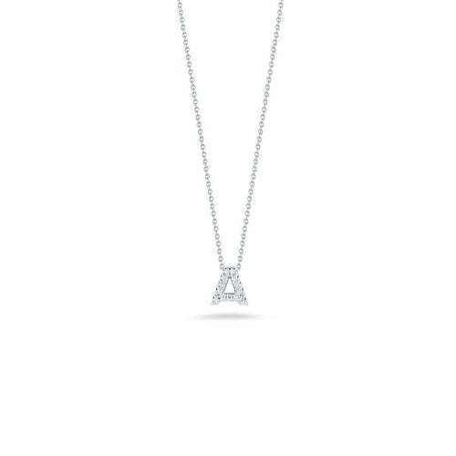 18k White Gold & Diamond Love Letter A Necklace - 001634AWCHXA-Roberto Coin-Renee Taylor Gallery