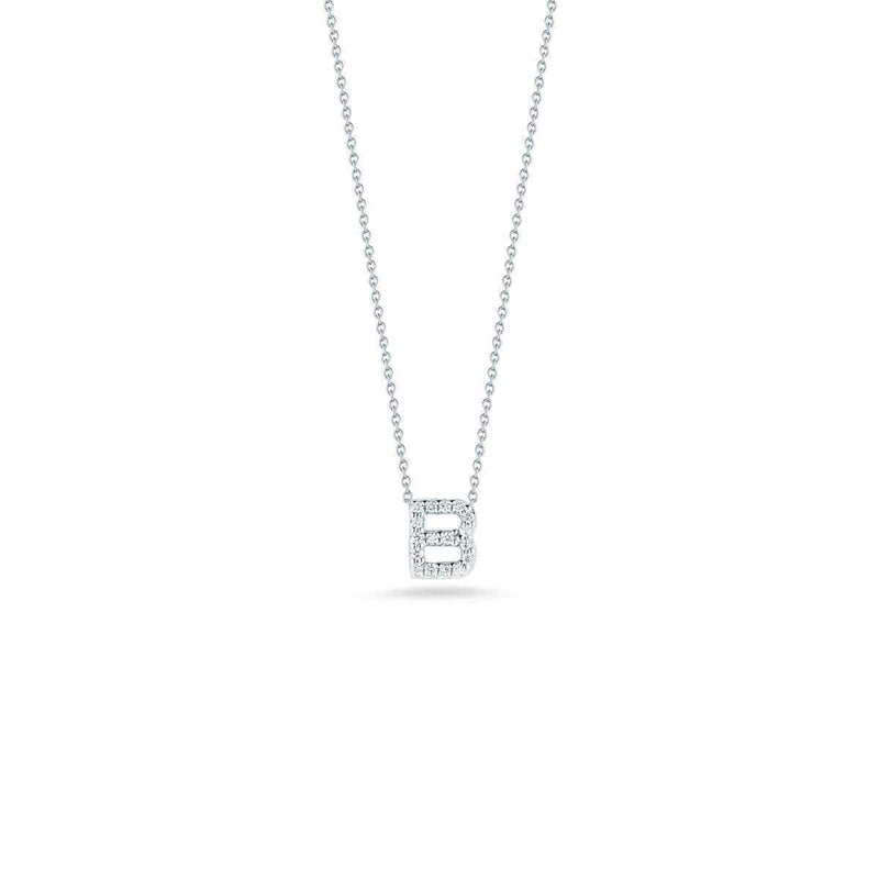 18k White Gold & Diamond Love Letter B Necklace - 001634AWCHXB-Roberto Coin-Renee Taylor Gallery