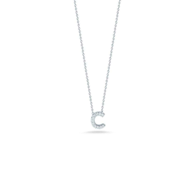 18k White Gold & Diamond Love Letter C Necklace - 001634AWCHXC-Roberto Coin-Renee Taylor Gallery