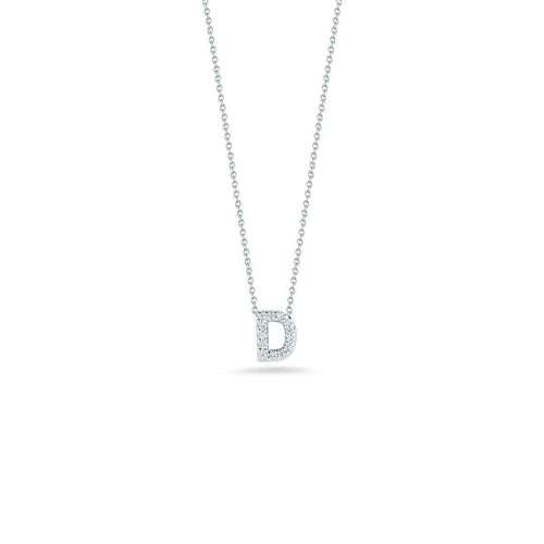 18k White Gold & Diamond Love Letter D Necklace - 001634AWCHXD-Roberto Coin-Renee Taylor Gallery