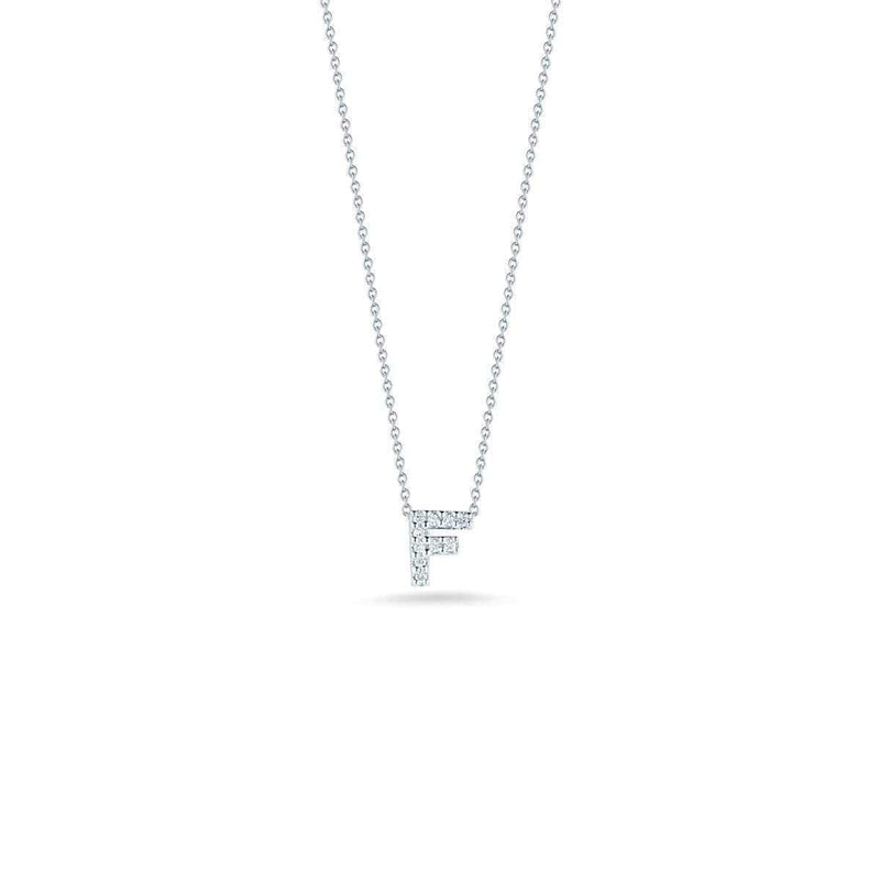 18k White Gold & Diamond Love Letter F Necklace - 001634AWCHXF-Roberto Coin-Renee Taylor Gallery