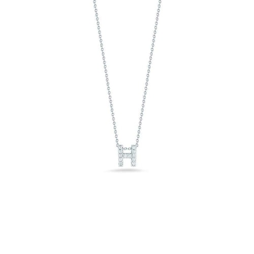 18k White Gold & Diamond Love Letter H Necklace - 001634AWCHXH-Roberto Coin-Renee Taylor Gallery