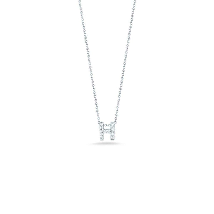 18k White Gold & Diamond Love Letter H Necklace - 001634AWCHXH-Roberto Coin-Renee Taylor Gallery