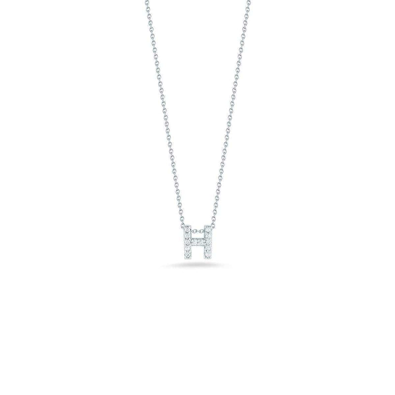 18k White Gold & Diamond Love Letter H Necklace - 001634AWCHXH-Roberto Coin-Renee Taylor Gallery