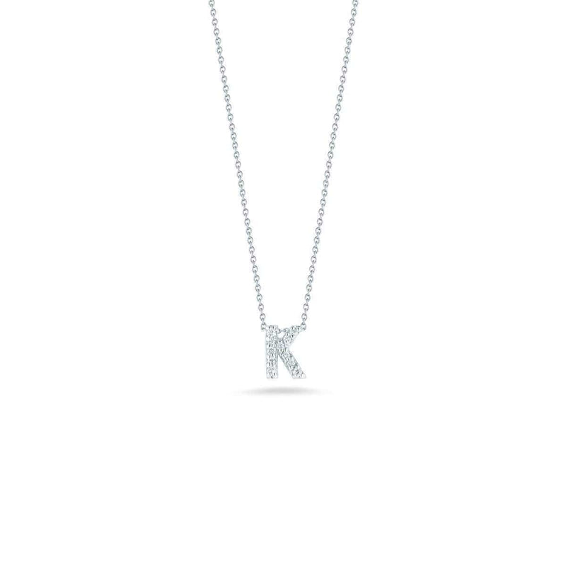 18k White Gold & Diamond Love Letter K Necklace - 001634AWCHXK-Roberto Coin-Renee Taylor Gallery