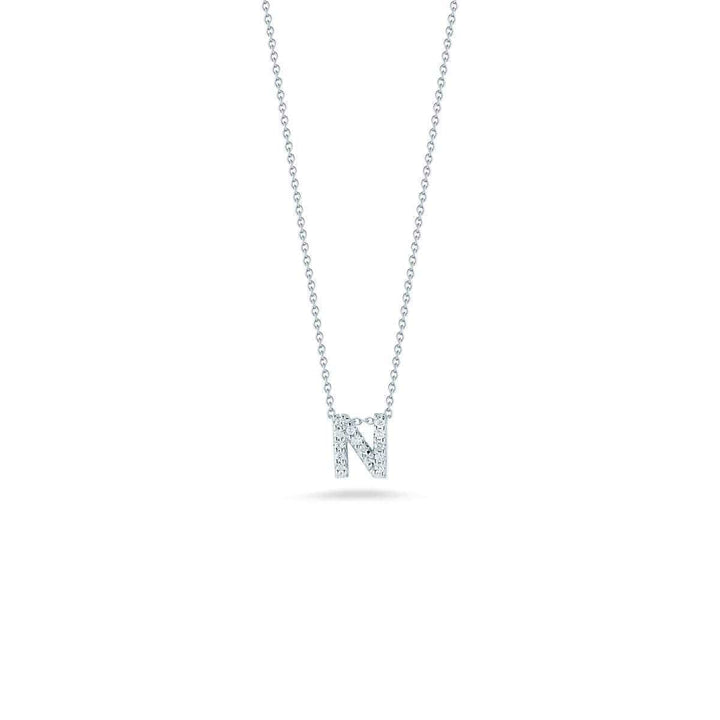 18k White Gold & Diamond Love Letter N Necklace - 001634AWCHXN-Roberto Coin-Renee Taylor Gallery