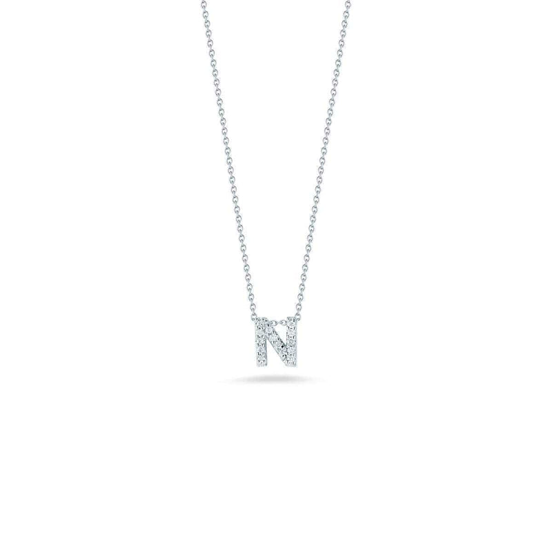18k White Gold & Diamond Love Letter N Necklace - 001634AWCHXN-Roberto Coin-Renee Taylor Gallery