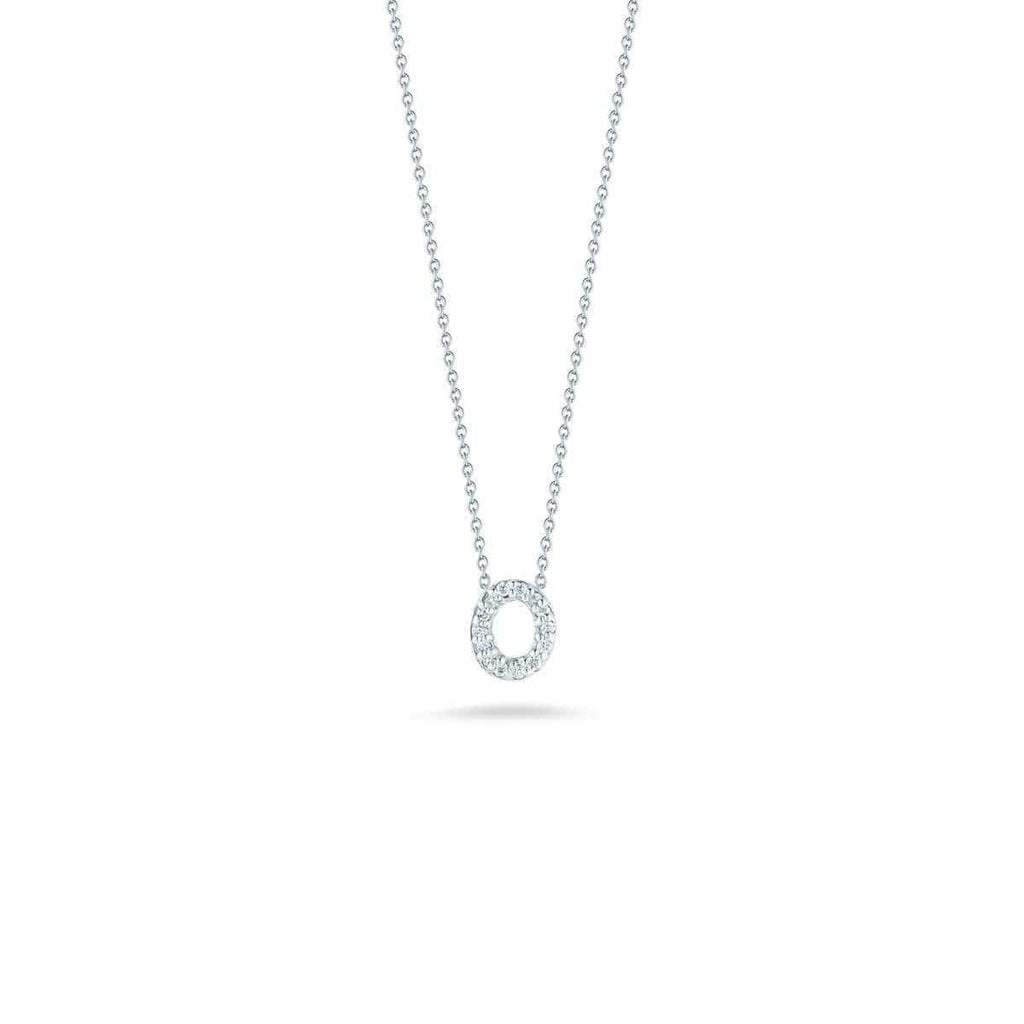 18k White Gold & Diamond Love Letter O Necklace - 001634AWCHXO-Roberto Coin-Renee Taylor Gallery