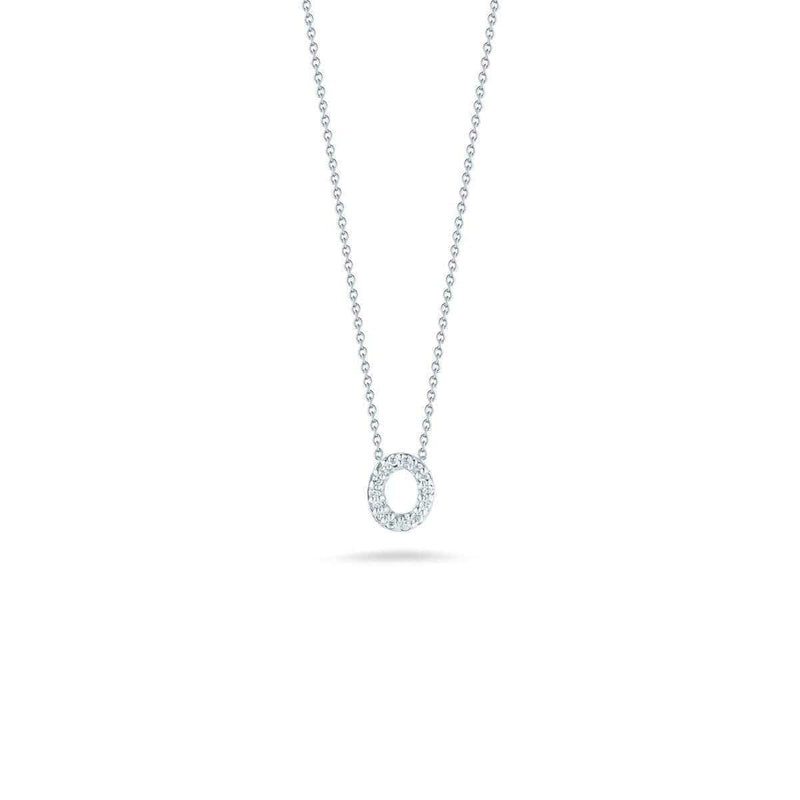 18k White Gold & Diamond Love Letter O Necklace - 001634AWCHXO-Roberto Coin-Renee Taylor Gallery