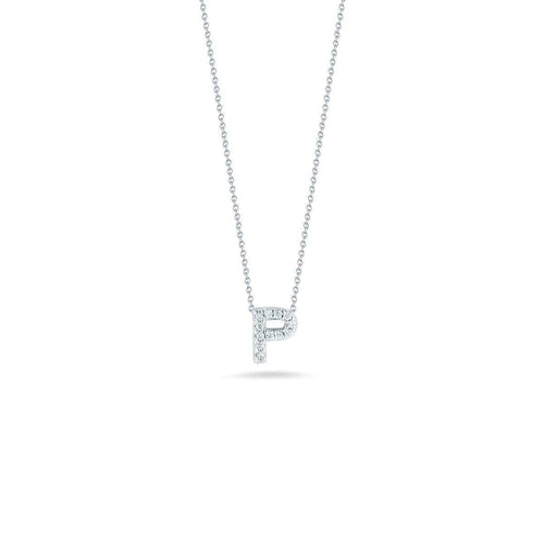 18k White Gold & Diamond Love Letter P Necklace - 001634AWCHXP-Roberto Coin-Renee Taylor Gallery