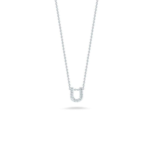 18k White Gold & Diamond Love Letter U Necklace - 001634AWCHXU-Roberto Coin-Renee Taylor Gallery