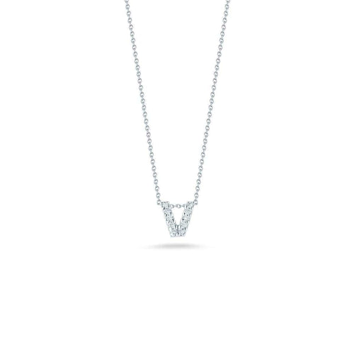 18k White Gold & Diamond Love Letter V Necklace - 001634AWCHXV-Roberto Coin-Renee Taylor Gallery