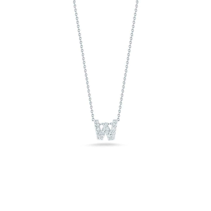 18k White Gold & Diamond Love Letter W Necklace - 001634AWCHXW-Roberto Coin-Renee Taylor Gallery