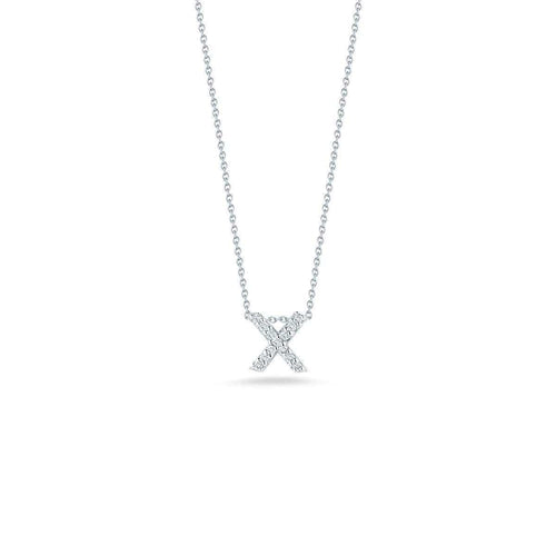 18k White Gold & Diamond Love Letter X Necklace - 001634AWCHXX-Roberto Coin-Renee Taylor Gallery