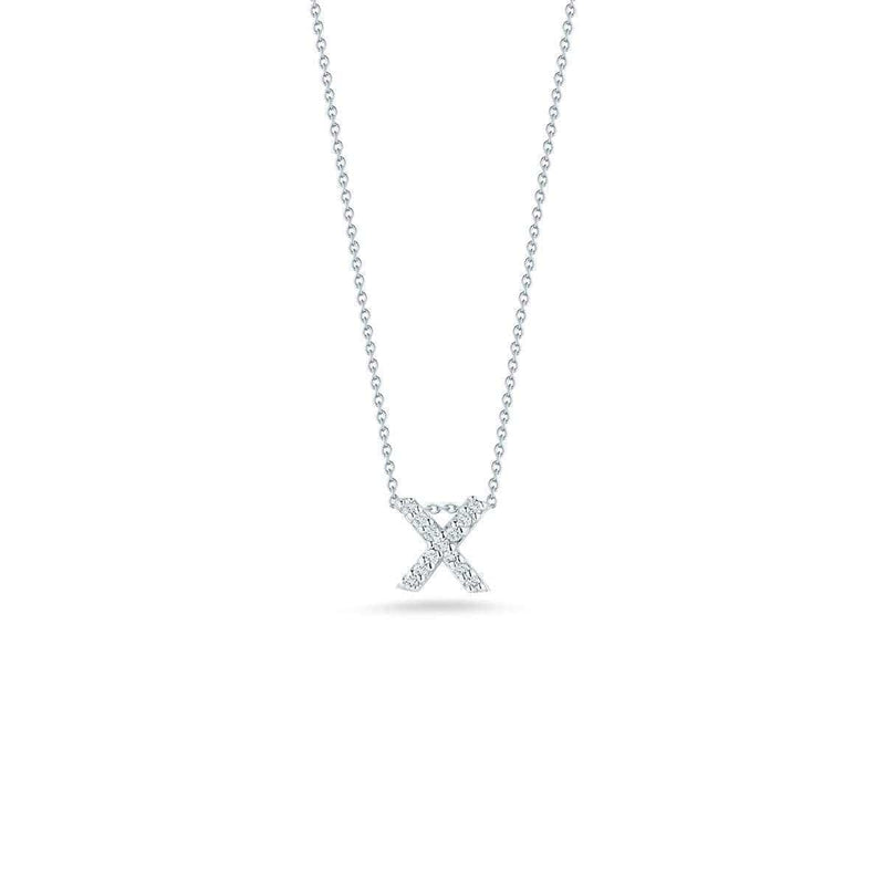 18k White Gold & Diamond Love Letter X Necklace - 001634AWCHXX-Roberto Coin-Renee Taylor Gallery