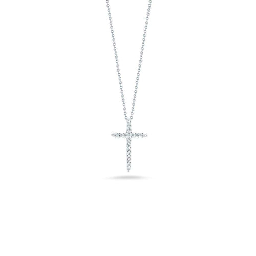 18k White Gold & Diamond Cross Necklace - 001618AWCHX0-Roberto Coin-Renee Taylor Gallery
