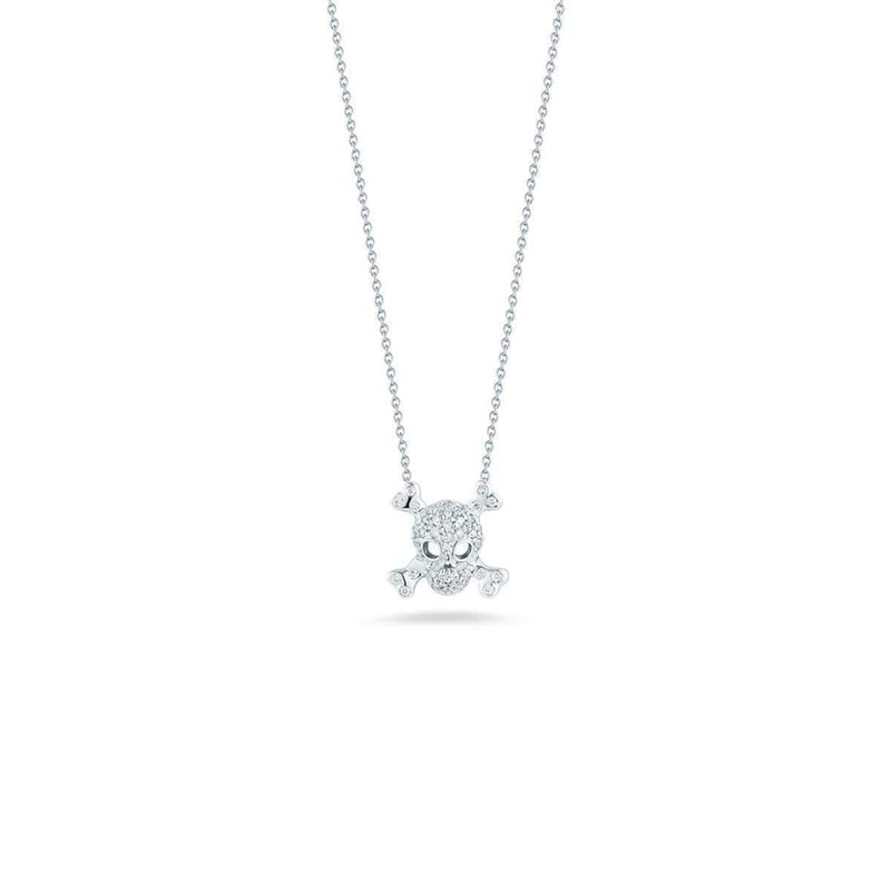 18k White Gold & Diamond Skull Necklace - 001403AYCHX0-Roberto Coin-Renee Taylor Gallery