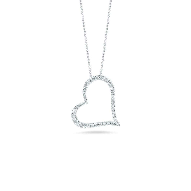 18k White Gold & Diamond Heart Necklace - 001443AWCHX0-Roberto Coin-Renee Taylor Gallery