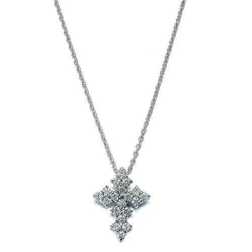 18k White Gold & Diamond Cross Necklace - 000038AWCHX0-Roberto Coin-Renee Taylor Gallery