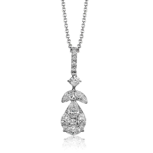 18K White Gold Round Diamonds Pendant - LP4463-W-Simon G.-Renee Taylor Gallery