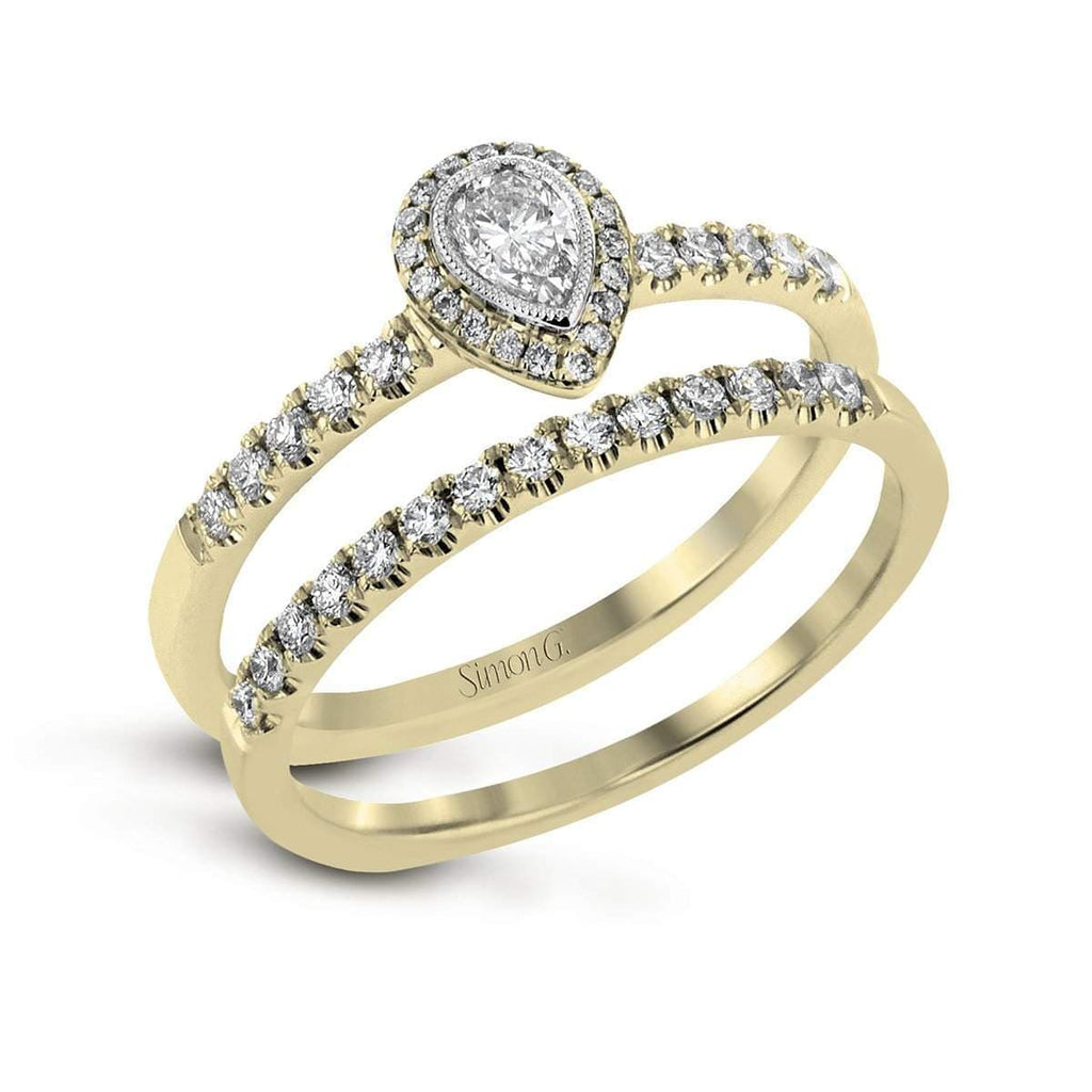 18k White & Yellow Gold Round Diamonds Ring - LR1104-YW - Simon G.