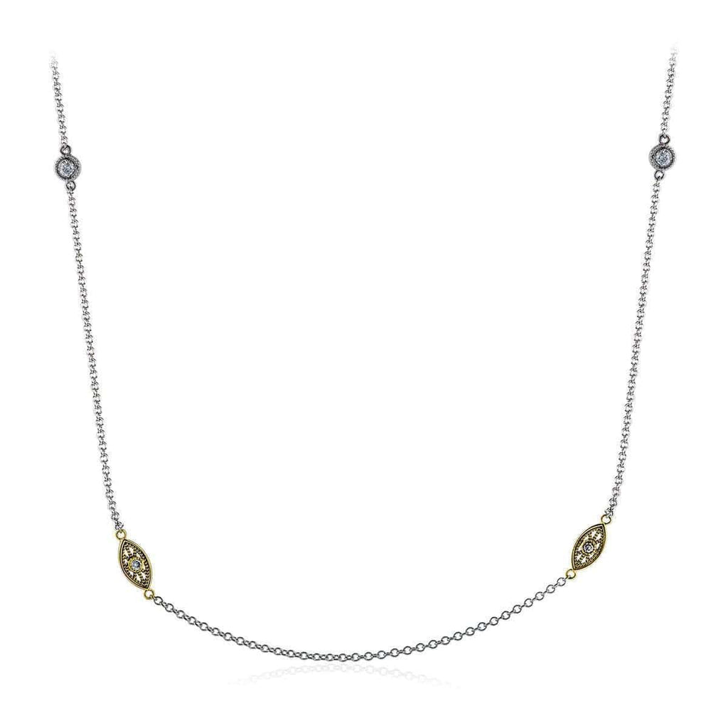 18k White & Yellow Gold Rounds Diamonds Chain - CH101-YW-Simon G.-Renee Taylor Gallery