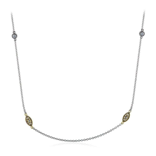 18k White & Yellow Gold Rounds Diamonds Chain - CH101-YW-Simon G.-Renee Taylor Gallery