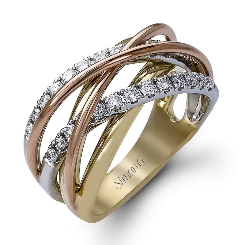 18K White Yellow & Rose Gold Diamond Ring - MR1854-WYR-Simon G.-Renee Taylor Gallery