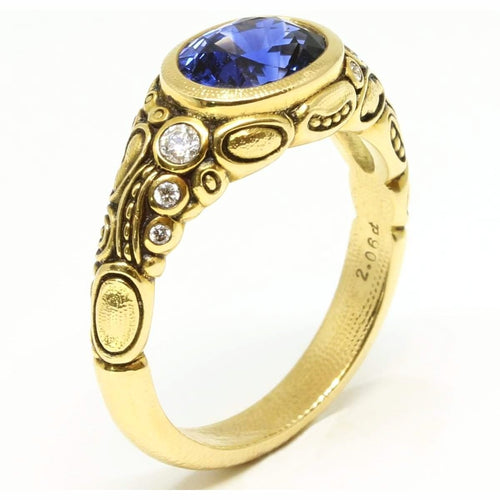 18K Blue Sapphire & Diamond Ring - R-54-Alex Sepkus-Renee Taylor Gallery