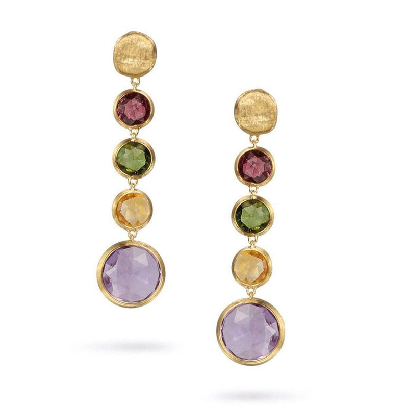 18K Jaipur Multi Stone Drop Earrings - OB901 MIX01 Y-Marco Bicego-Renee Taylor Gallery