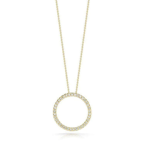 18k Yellow Gold & Diamond Circle Necklace - 001259AYCHX0-Roberto Coin-Renee Taylor Gallery