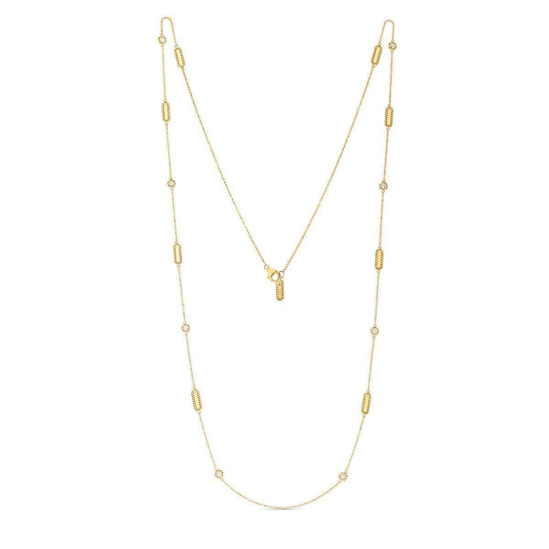 18k Yellow Gold & Diamond Station Necklace - 7771248AY36X-Roberto Coin-Renee Taylor Gallery