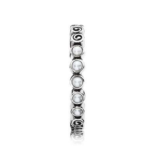 Small Spirals White Pearl Ring - 190836P-Pandora-Renee Taylor Gallery