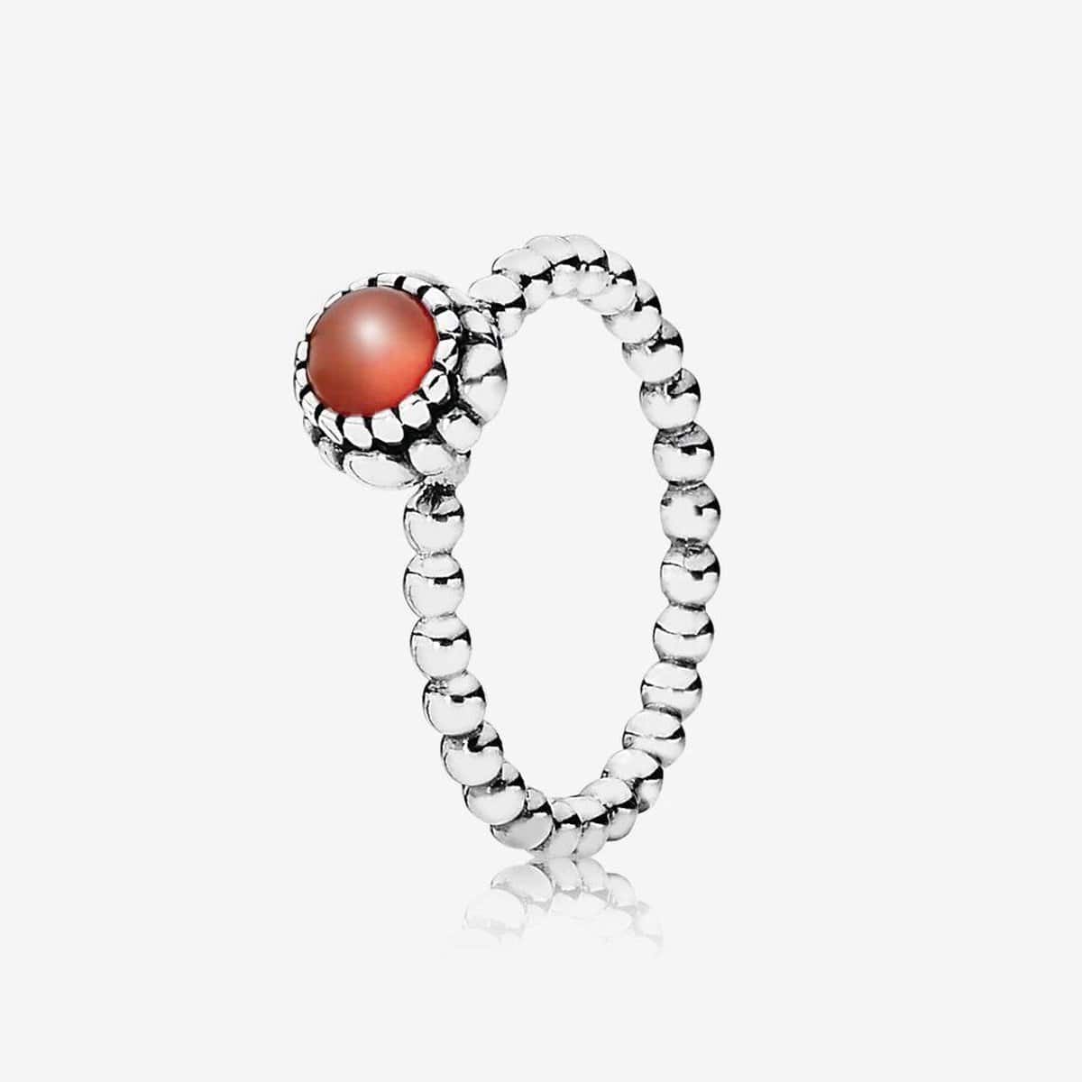 PANDORA 赤いストーン リング Birthday Blooms July Carnelian Ring - 190854CAR - Pandora